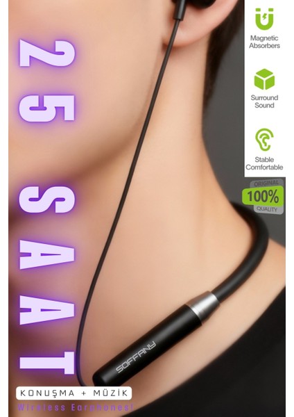 Soffany Ap-18 Magnet Serisi Boyun Askılı Bluetooth 5.3 Kulaklık Siyah modelleri