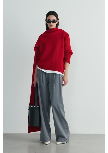 Kırmızı Bella Oversize Kazak modelleri