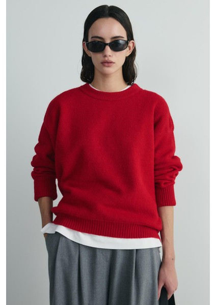 Kırmızı Bella Oversize Kazak