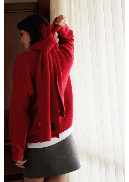 Kırmızı Bella Oversize Kazak