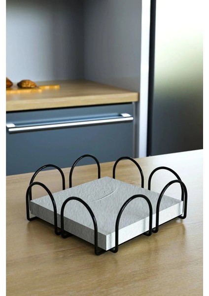 Peçetelik Gold Metal Kare Yatay Cafe Sunum Peçeteliği Masa Üstü Kağıt Mutfak Peçetelik