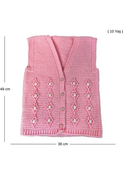 1590 El Örgüsü Şekil Desenli Örgü Yelek - 10 Yaş fiyatları