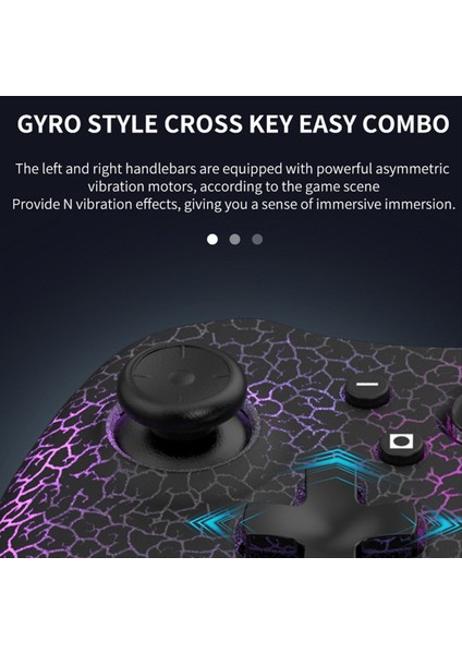 Switch/android/ios/pc Için Kablosuz Oyun Konsolu 6 Eksenli Gyro Hassas Joystick Rgb Aydınlatma Bluetooth Gamepad B (Yurt Dışından)
