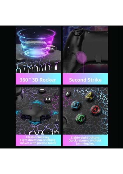Switch/android/ios/pc Için Kablosuz Oyun Konsolu 6 Eksenli Gyro Hassas Joystick Rgb Aydınlatma Bluetooth Gamepad B (Yurt Dışından) fırsatları
