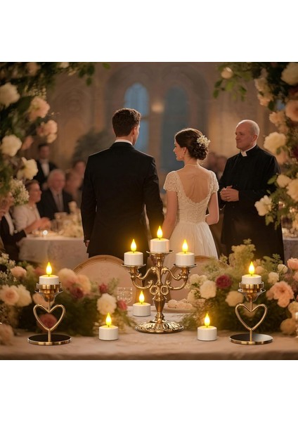 12’li Şarjlı LED Mum Seti – Uzaktan Kumandalı • Zaman Ayarlı • Titrek Alev Efekti • USB Şarj Istasyonlu modelleri