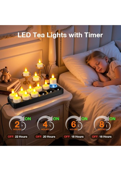 12’li Şarjlı LED Mum Seti – Uzaktan Kumandalı • Zaman Ayarlı • Titrek Alev Efekti • USB Şarj Istasyonlu fırsatları