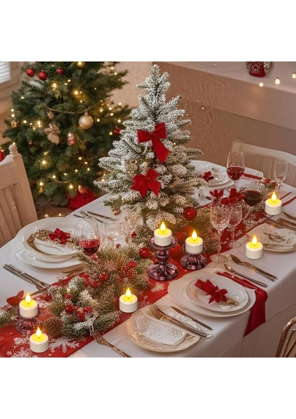 12’li Şarjlı LED Mum Seti – Uzaktan Kumandalı • Zaman Ayarlı • Titrek Alev Efekti • USB Şarj Istasyonlu