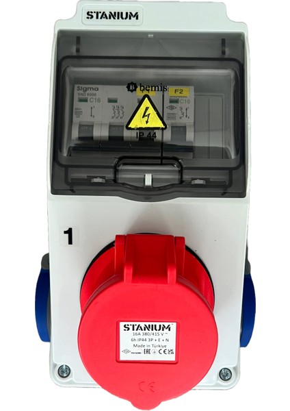 Stanıum Kompakt Kombinasyon Priz Kutusu – 11 Kw Ev Şarj + 2× Schuko Prizli – IP44, Sigma Mcb, 6 Ka, Montaja Hazır (258102)