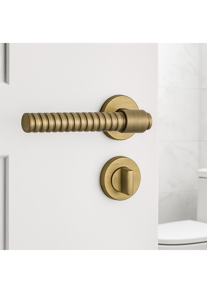 Axel-B Rozetli Kapı Kolu Antik Renk Wc Mandallı Rozet