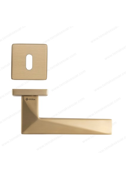 Prızma Rozetli Kapı Kolu Altın Saten Renk Oda Rozetli