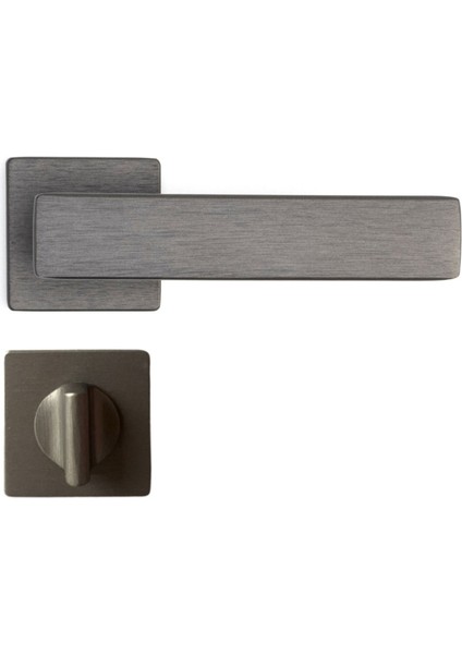 Just Rozetli Kapı Kolu Kalaylı Siyah Saten Renk Wc Mandallı Rozet