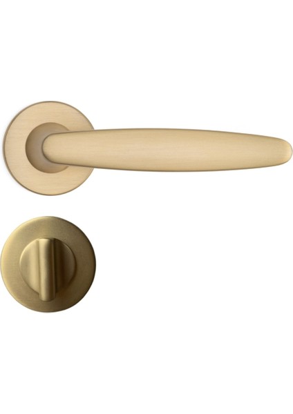 Polna Rozetli Kapı Kolu Altın Saten Renk Wc Mandallı Rozet