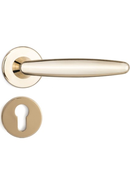 Polna Rozetli Kapı Kolu Gold Renk Yale ( Dış Kapı Rozetli)