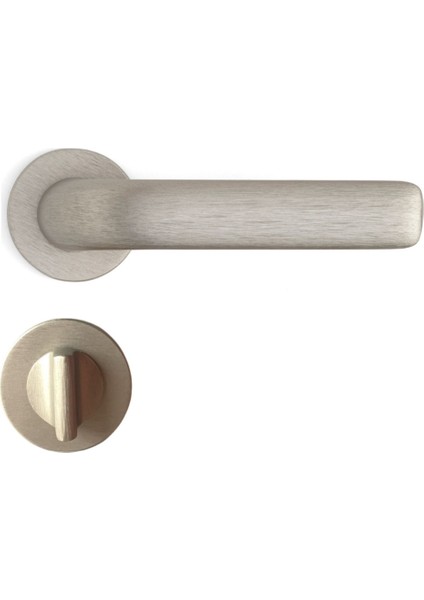 Rıven Rozetli Kapı Kolu Nikel Saten Renk Wc Mandallı Rozet