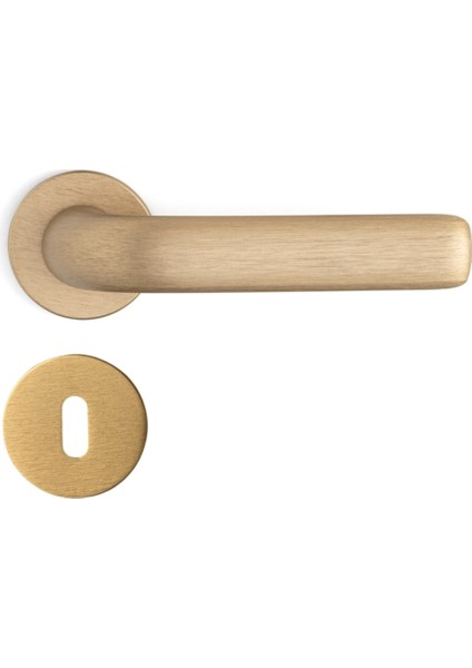 Rıven Rozetli Kapı Kolu Pirinç Saten Renk Oda Rozetli