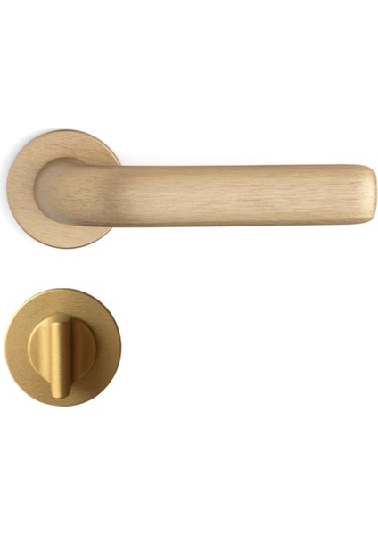 Rıven Rozetli Kapı Kolu Pirinç Saten Renk Wc Mandallı Rozet