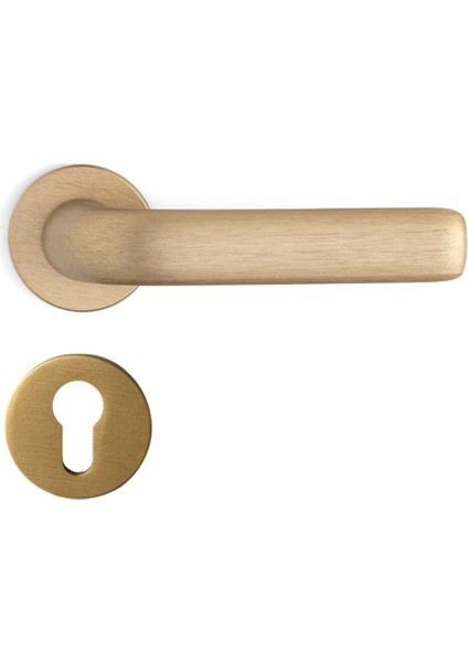 Rıven Rozetli Kapı Kolu Pirinç Saten Renk Yale ( Dış Kapı Rozetli)