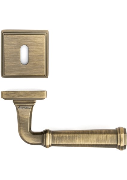 Rodın Rozetli Kapı Kolu Antik Renk Oda Rozetli