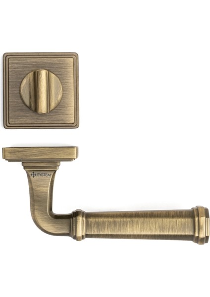 Rodın Rozetli Kapı Kolu Antik Renk Wc Mandallı Rozet