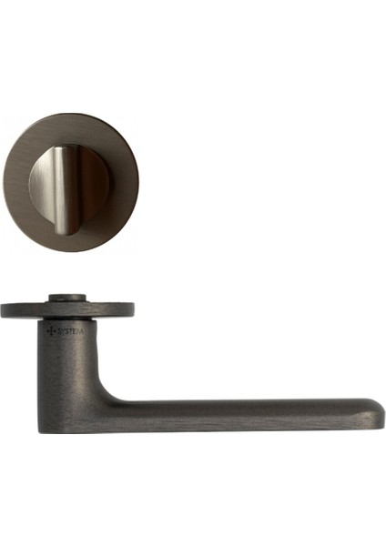 Solo Rozetli Kapı Kolu Kalaylı Siyah Saten Renk Wc Mandallı Rozet