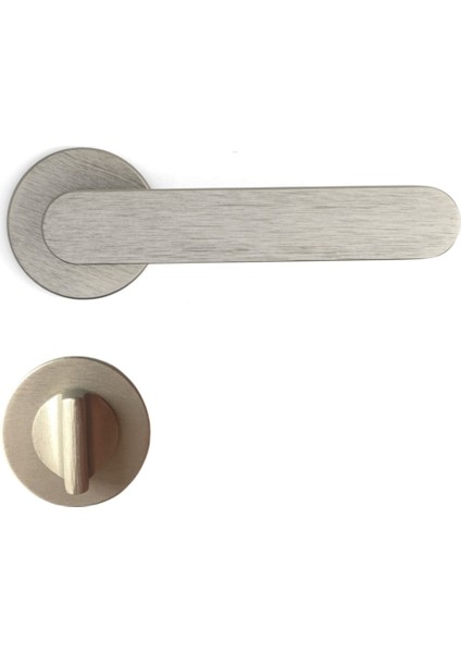 Solo Rozetli Kapı Kolu Nikel Saten Renk Wc Mandallı Rozet