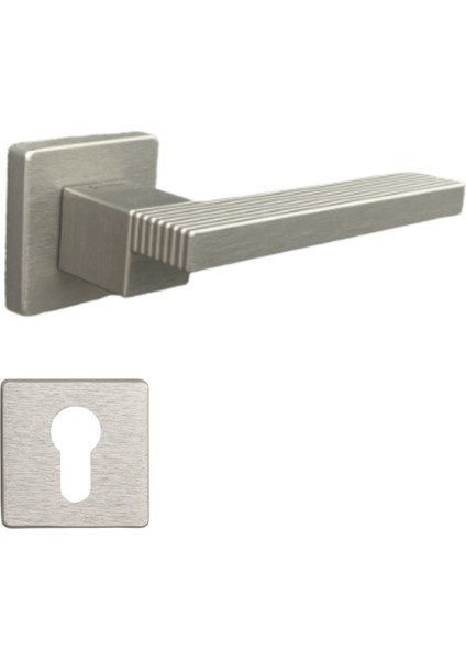 Step Rozetli Kapı Kolu Nikel Saten Renk Yale ( Dış Kapı Rozetli)
