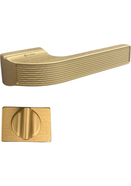 Jedı Rozetli Kapı Kolu Pirinç Saten Renk Wc Mandallı Rozet