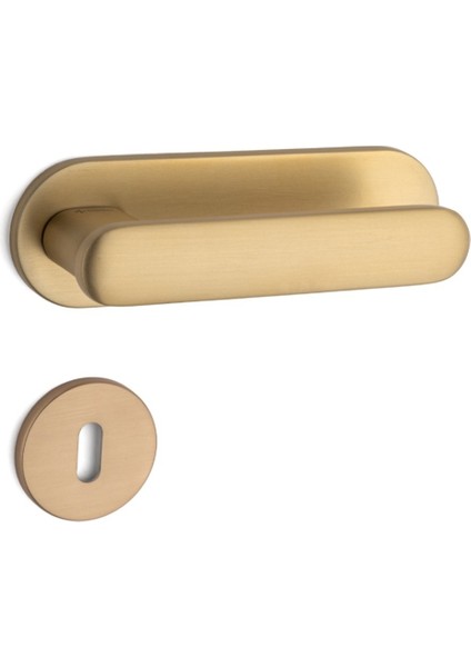 Sınus Rozetli Kapı Kolu Altın Saten Renk Oda Rozetli