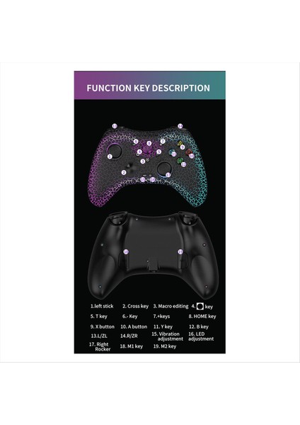 Switch/android/ios/pc Için Kablosuz Oyun Konsolu 6 Eksenli Gyro Hassasiyetli Joystick Rgb Aydınlatma Bluetooth Gamepad A (Yurt Dışından) fırsatları