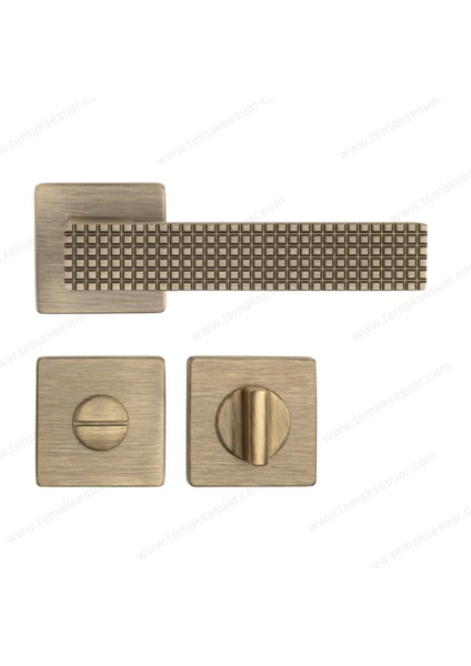 Gıze Rozetli Kapı Kolu Antik Renk Wc Mandallı Rozet