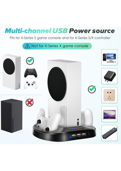 Xbox Serisi S Soğutma Standı Çift Denetleyici Şarj Portları ile Soğutma Fanı Şarj Istasyonu Dock 3 USB Bağlantı Noktaları (Yurt Dışından) fırsatları