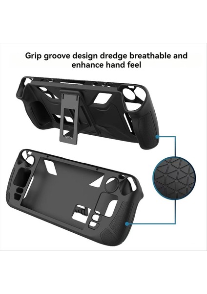 Steam Güverte Koruyucu Koruyucu Kılıf-Anti-Fall Anti-Slip Yumuşak Silikon Kapak+Katlanır Stand Oyunu Konsol Aksesuarları Siyah (Yurt Dışından) fiyatları