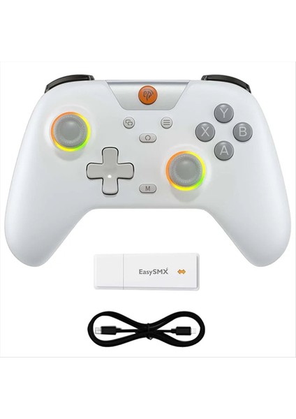 Easysmx X05 Kablosuz Gamepad Bluetooth Oyun Rgb Denetleyicisi Pc/telefon/switch/steam Gamer White ile Uyumlu (Yurt Dışından)