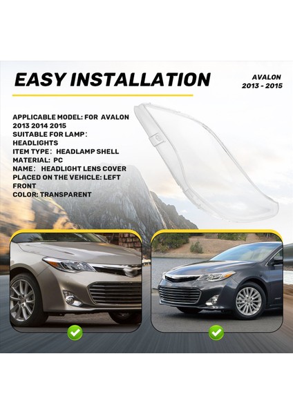 Far Kabuk Lambası Gölgesi Şeffaf Kapak Toyota Avalon Için Far Far Kapağı 2013 2014 2015 Sol (Yurt Dışından) indirimleri