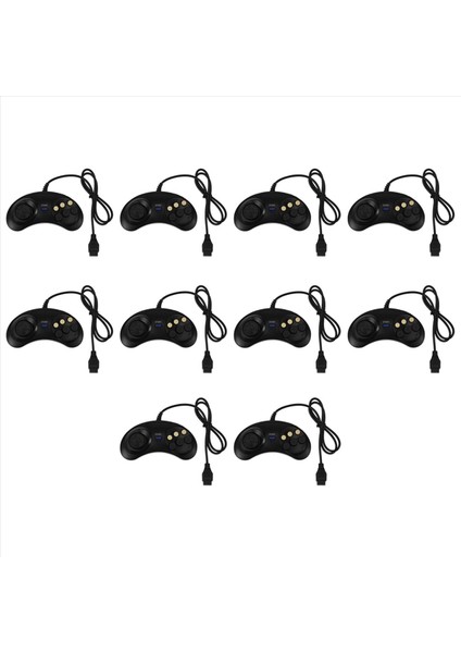 10X Klasik Retro 6 Düğmeler Kablolu Tutuklu Oyun Denetleyicisi Gamepad Joystick Joypad Sega Md2 Pc Mac Mega (Yurt Dışından)