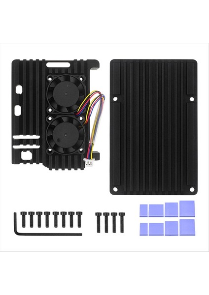 Raspberry Pi 5 Alüminyum Alaşımlı Kılıf Soğutucu Soğutucu Için Çift Soğutma Fanı ile Raspberry Pi 5 Için Pasif Soğutma Kılıfı (Yurt Dışından)