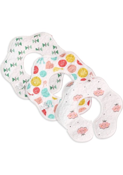 3 Pamuklu Tükürük Havlusu Baby A 360 Derece Döner Önlük (Yurt Dışından)