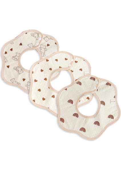 3 Pamuklu Tükürük Havlusu Baby A 360 Derece Döner Önlük (Yurt Dışından)