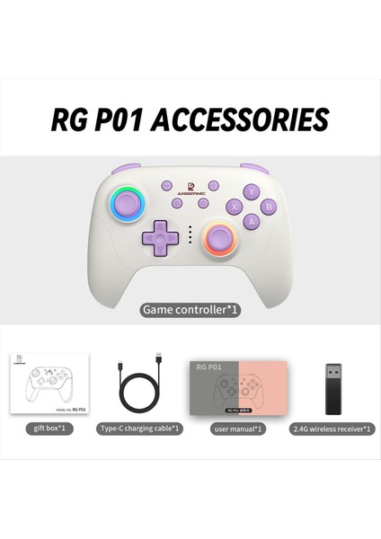 Anbernic RGP01 Gamepad Kablosuz Bluetooth Oyun Denetleyicisi Rgb Salonu Efekt Pc Için Joystick Ios Ios Steam White (Yurt Dışından) indirimleri