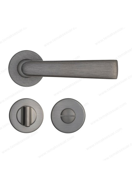 Arıel Rozetli Kapı Kolu Kalaylı Siyah Saten Renk Wc Mandallı Rozet