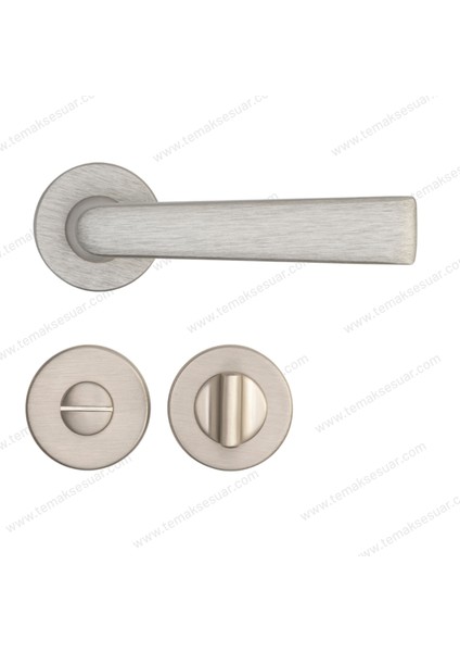 Arıel Rozetli Kapı Kolu Nikel Saten Renk Wc Mandallı Rozet