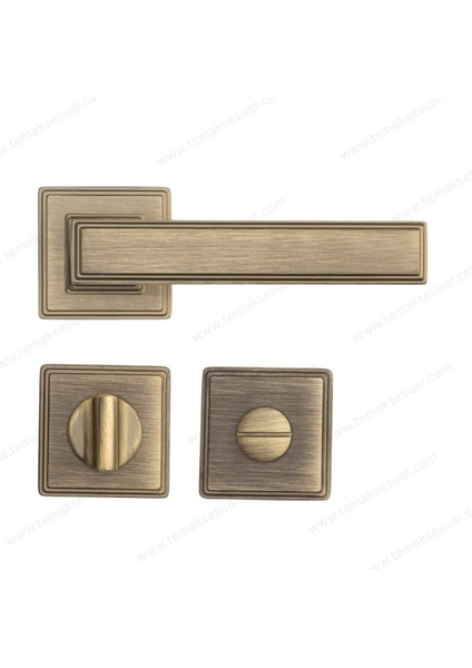 Assos Rozetli Kapı Kolu Antik Renk Wc Mandallı Rozet