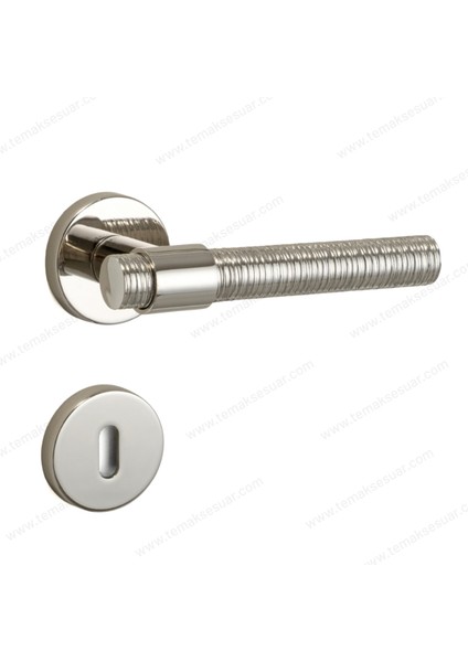 Axel-V Rozetli Kapı Kolu Parlak Nikel Renk Wc Mandallı Rozet