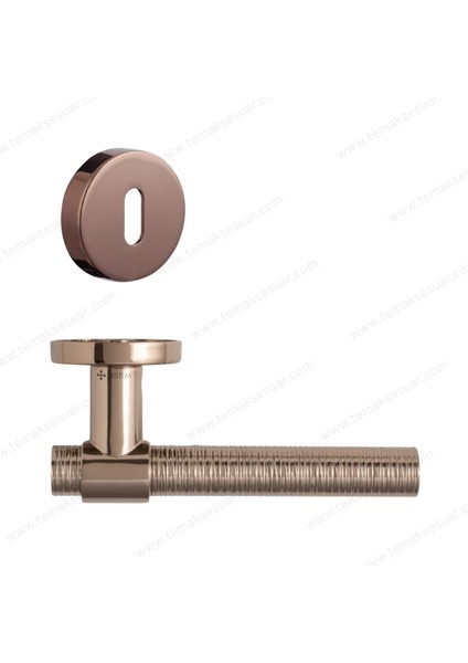 Axel-V Rozetli Kapı Kolu Rose Renk Oda Rozetli