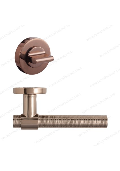 Axel-V Rozetli Kapı Kolu Rose Renk Wc Mandallı Rozet