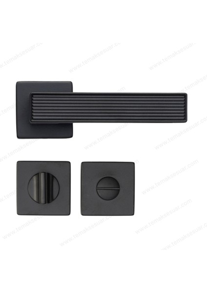 Dıa Rozetli Kapı Kolu Mat Siyah Renk Wc Mandallı Rozet