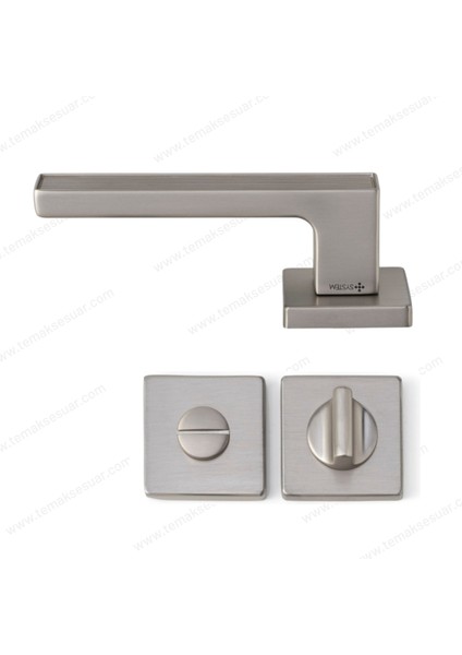 Dıa Rozetli Kapı Kolu Nikel Saten Mat Renk Wc Mandallı Rozet