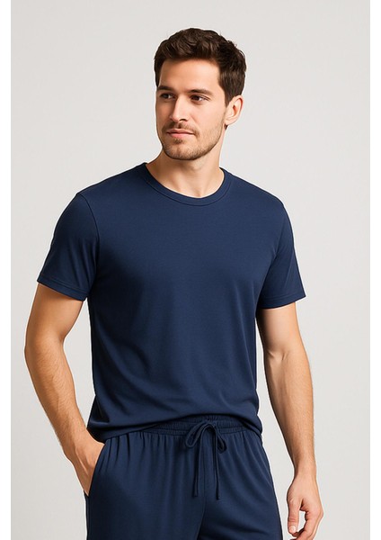 Erkek Kısa Kollu Basic Esnek Likralı Viskoz T-Shirt MAN01
