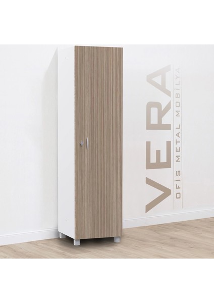 Tek Kapılı Metal Gövdeli Ahşap Kapaklı Soyunma Dolabı – Askılıklı ve Raflı – Ev & Ofis Kullanımına Uygun