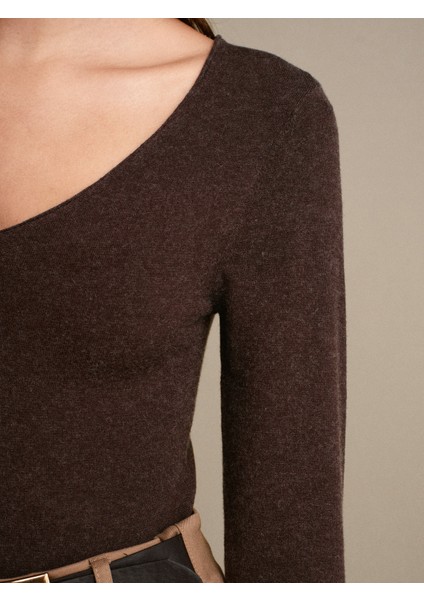 10842 V Yaka Kaşmirli Ultra Hafif Triko Kazak-Kahve M. fırsatları